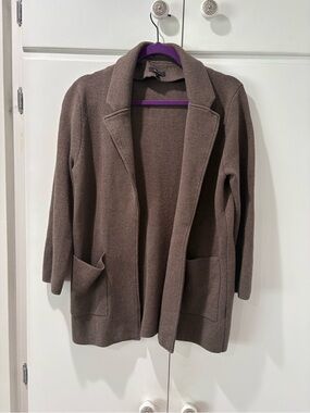 Quince Brown Knit Open-Front Cardigan S